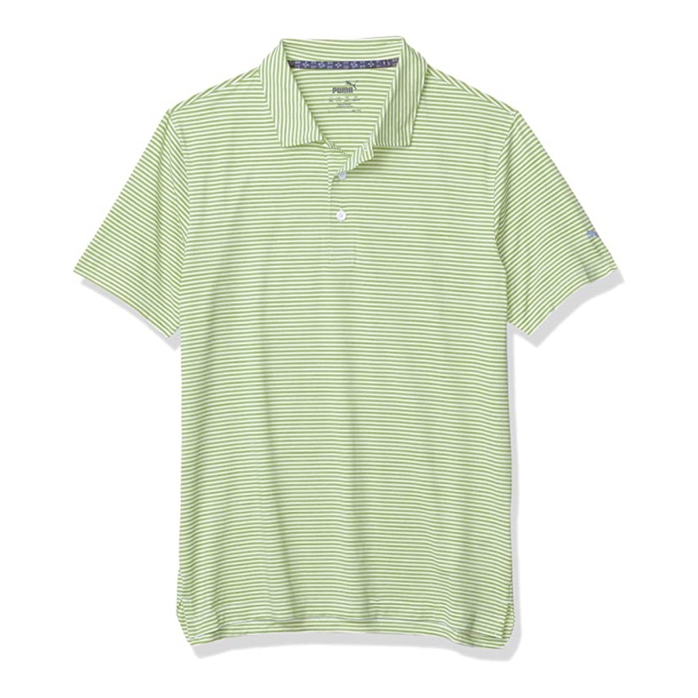Puma Golf Lime Green "Greenery Heather" Caddie Stripe Polo (2019)